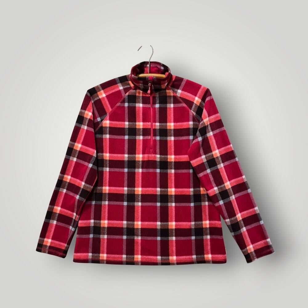 Eddie Bauer Fleece Plaid Pullover Women's Size Medium 1/4 Zip Jacket